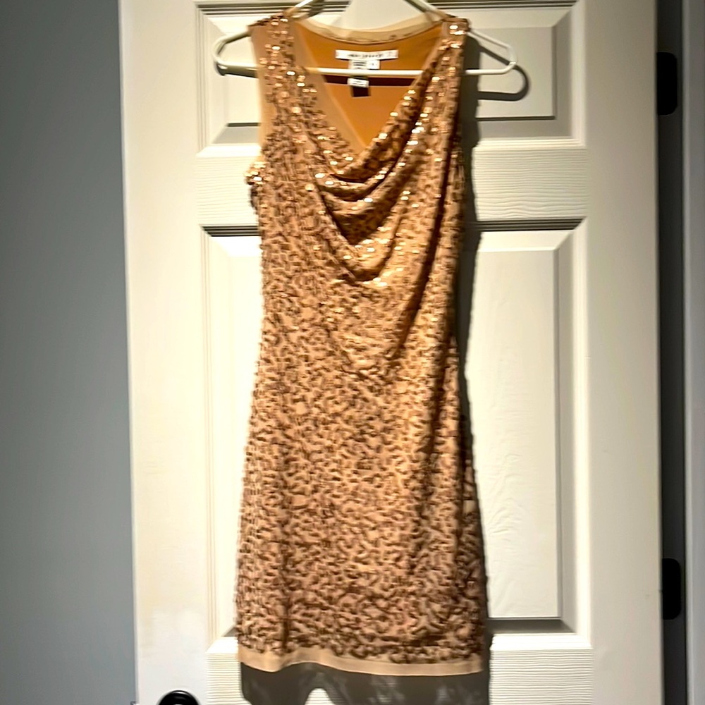 Max Studio Gold Sequin and Mesh Dress Women’s XS